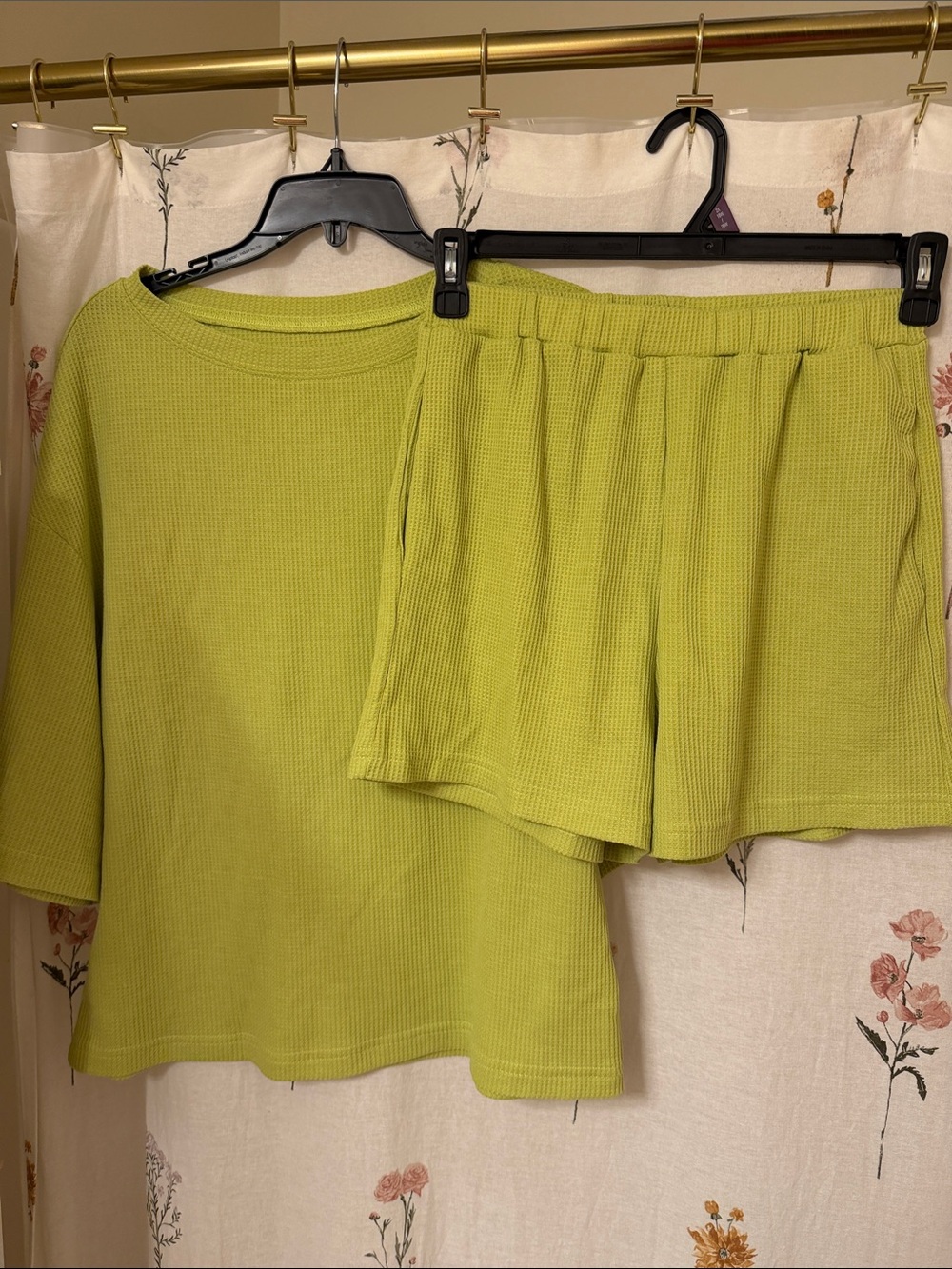 Amazon Lime Green Waffle-Knit Lounge Top & Shorts Set